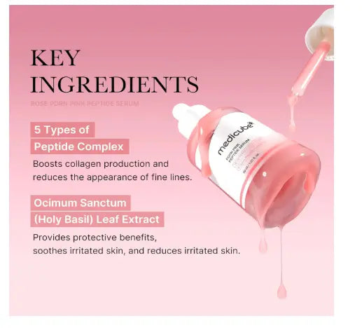 medicube PDRN Pink Peptide Serum, Pink glow serum, Peptide, Niacinamide, Hydrating & Moisturizing & Firming, Uneven Skin Tone, Korean Skincare | 1.01 fl.oz. (1.01 fl.oz., Rose PDRN (Vegan)