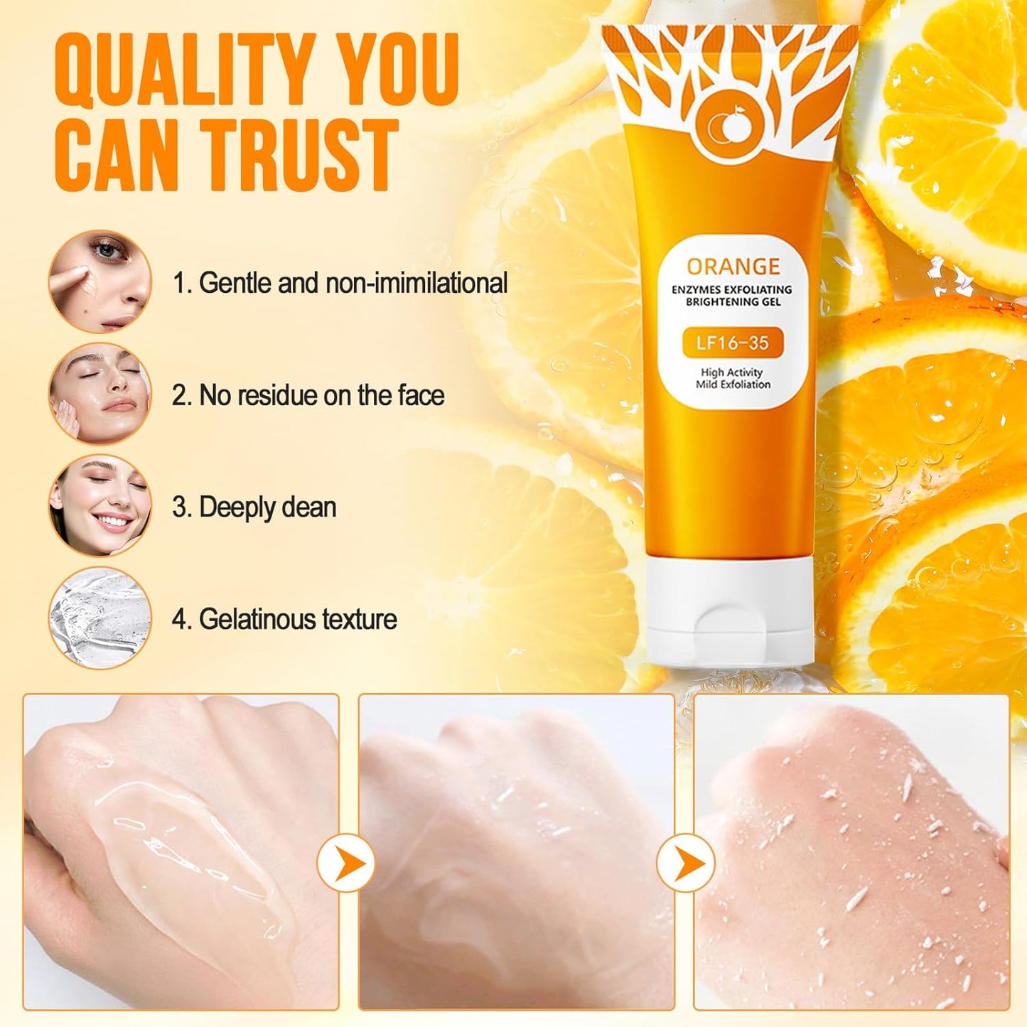 🍊 Orange Enzyme Exfoliating Gel – Instantly Removes Dead Skin & Reveals Glowing Skin