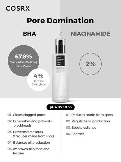 COSRX BHA Blackhead Power Liquid 100ml | Best Korean Exfoliating Toner for Blackheads, Clogged Pores & Acne-Prone Skin in Pakistan