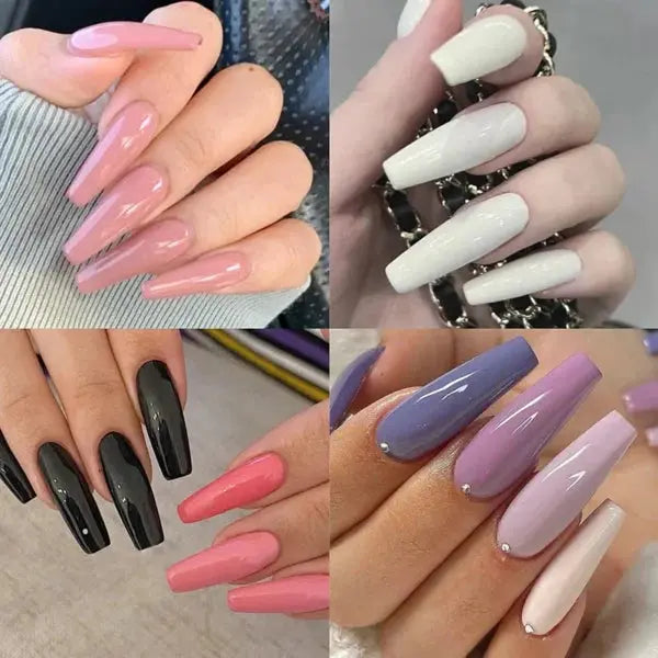 576 Pcs Set Colorful Fake Nails With Gel ( 24 Colors )